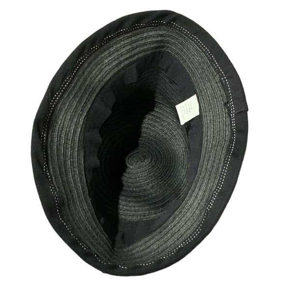 Women's Cloche Hat with Bow Black Paper Woven Foldable Packable 119E - Picture 8 of 10